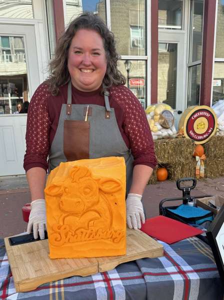Vicki Janisch with Finished Cheese Carving